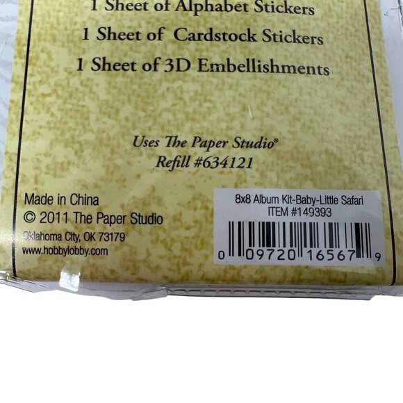Paper Studio Safari Baby Scrapbook Kit 8x8 Album Stickers Embellishments NIP - Picture 16 of 16